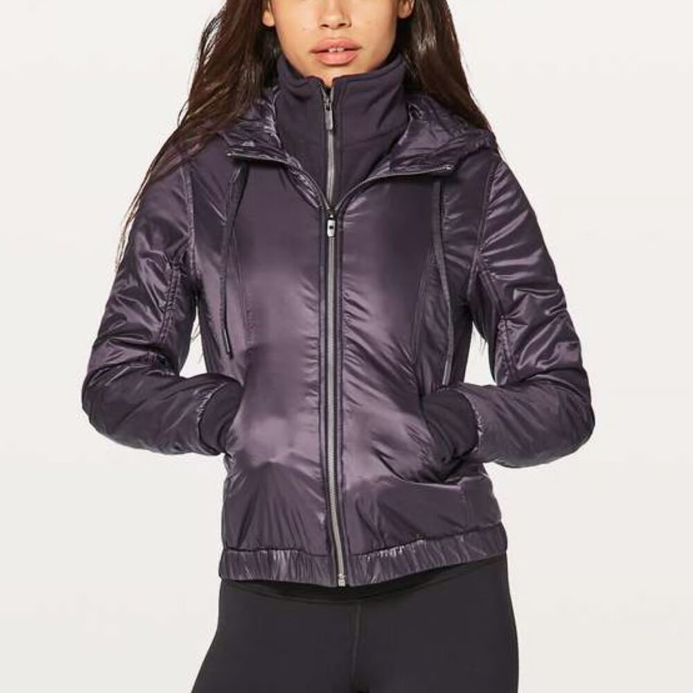 Lululemon Women's Purple Scuba Hoodie Slim Winter Puffer Jacket Size 6